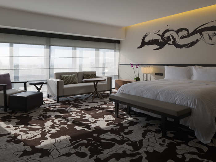 Each room was designed with custom calligraphy, which is meant to represent "chi," or the flow of energy.