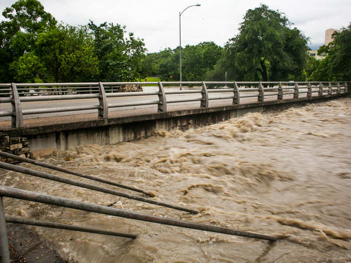 Local river Shoal Creek is threatening to overflow.