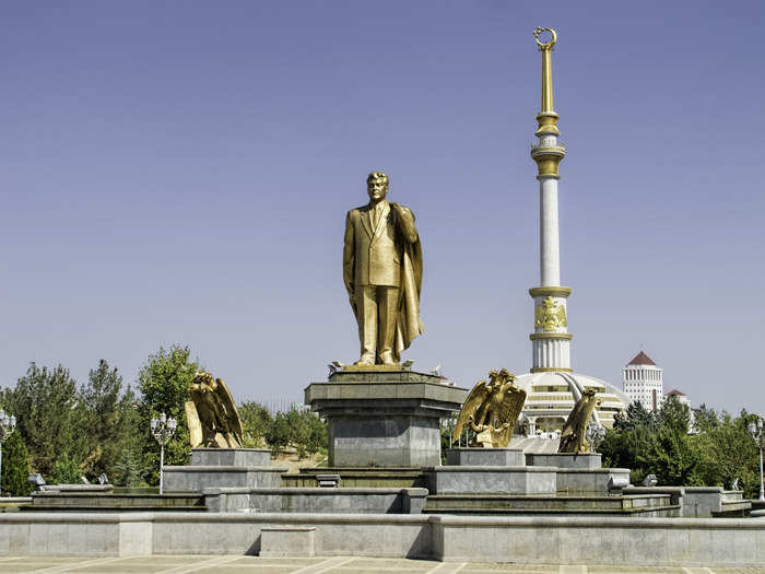 Former president Saparmurat Niyazov also had a thing for gold statues of himself. This one