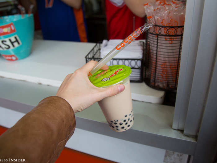 I ordered a bubble tea with 50% sugar, so it was sweet but not overly so. With each sip, I slurped up balls of tapioca, or "boba," that tasted plain and were extremely chewy.