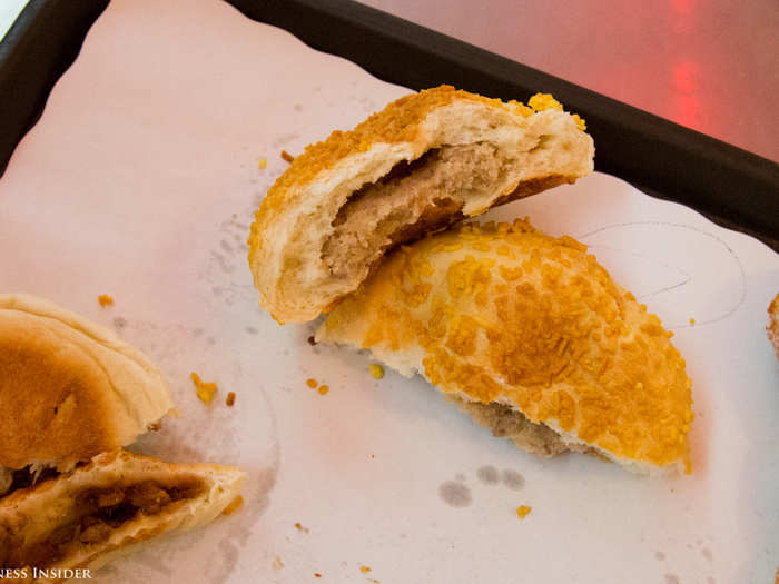 The taro bun was much more to my liking. The earthiness of the mashed taro root perfectly balanced the sweetness of the fried coconut, which was crunchy like sprinkles.