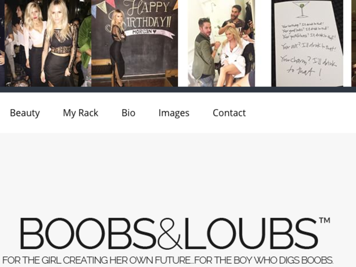 Morgan has a blog called Boobs-and-Loubs, because "I have very large boobs and a very large affinity for Louboutin heels."