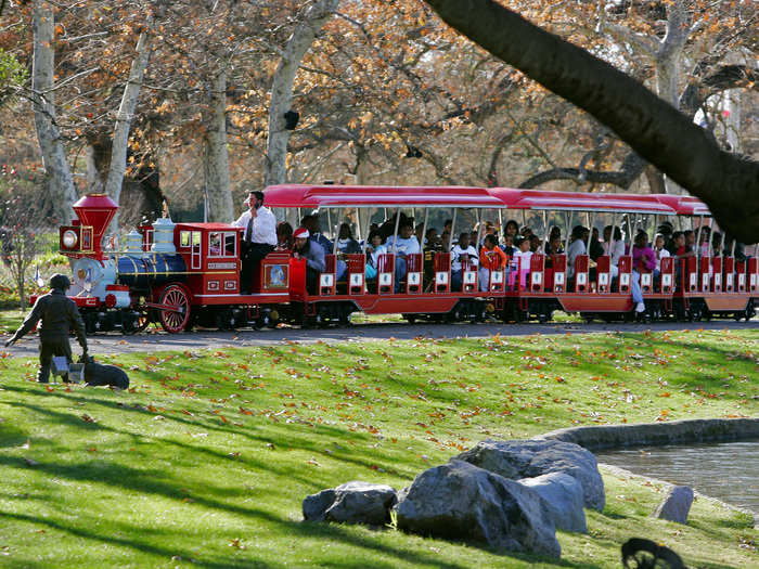 Children and adults were photographed using the train in 2004 when Jackson threw a holiday celebration.