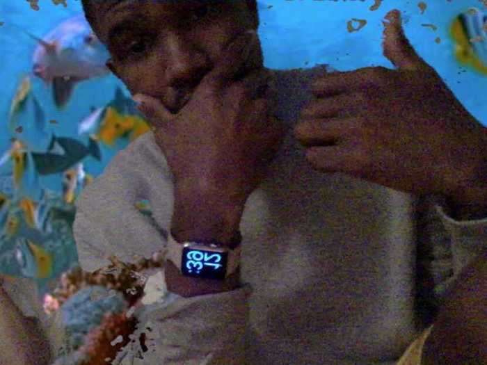 Rapper Frank Ocean posted a photo on Tumblr of himself wearing a £339 aluminium Apple Watch with a white strap