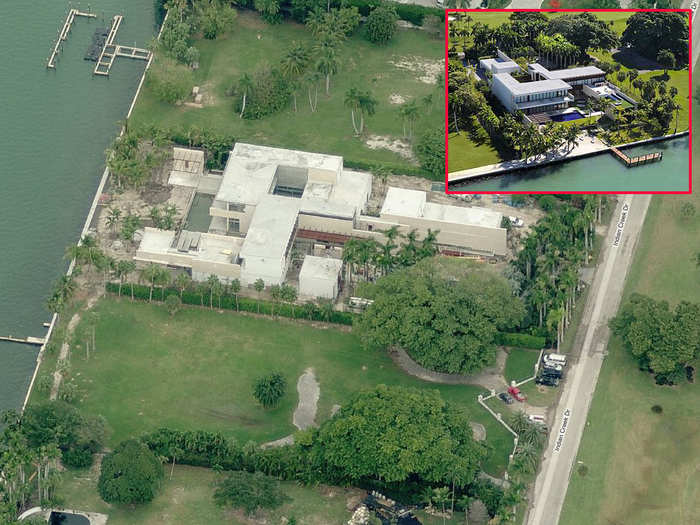 An unnamed Russian buyer bought the home next door in August 2012 for $47 million, making it the most expensive home ever sold in Miami at the time. Here it is while under construction (and a listing photo, inset).