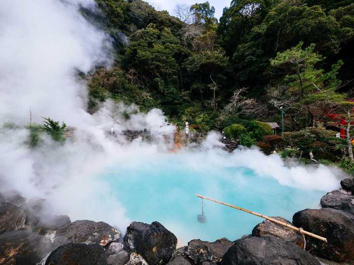 Beppu, in Kyushu, is home to a variety of different springs including hot water baths, sand baths, and steam baths for visitors to enjoy.