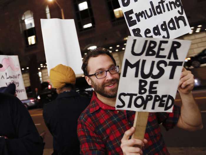 And some drivers have protested the company, too, disputing Uber