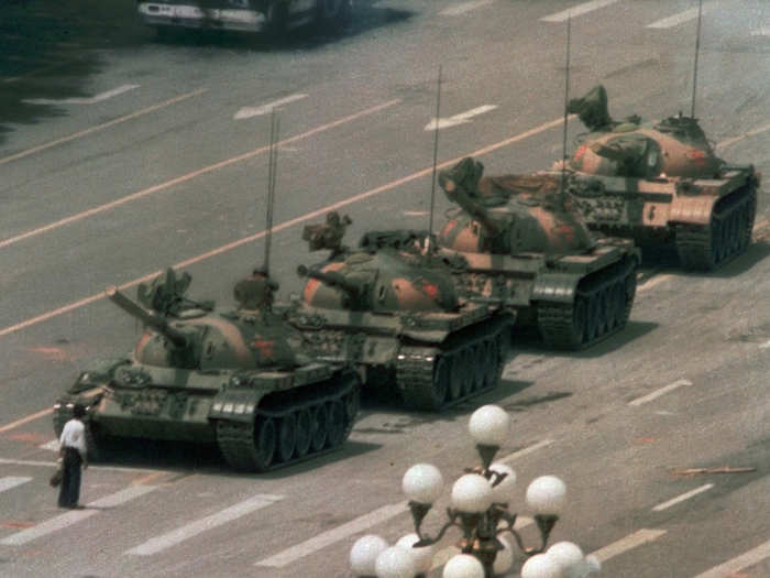 The iconic footage of a man standing up to a PLA tank occurred the next day.