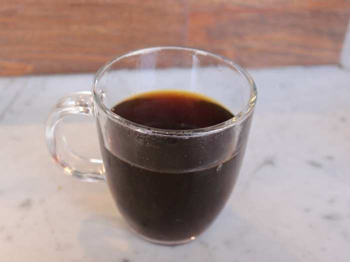 The barista told us that this coffee, which also came from Ethiopia, would best be enjoyed black. It came served hot in a glass mug and had a light floral taste, almost like a tea.