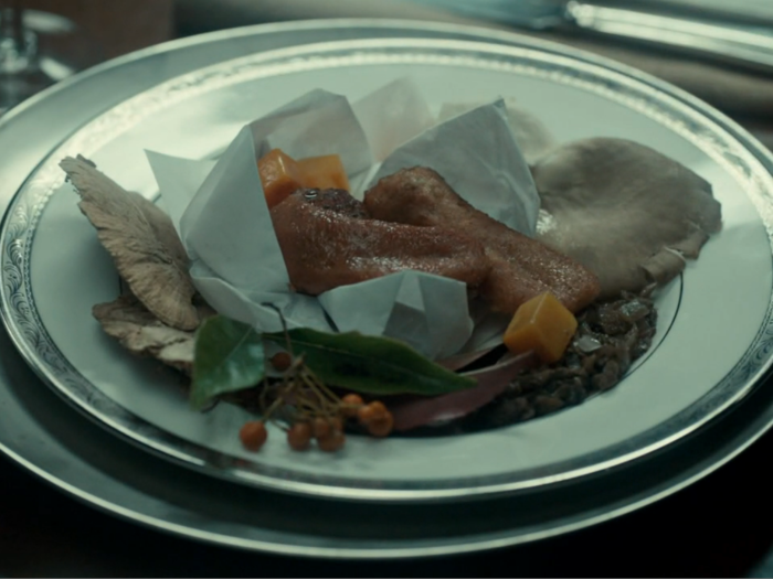 ("Entreé," season 1, episode 5): Hannibal says the Tongues en Papillote served here came from a "chatty" lamb. That Hannibal is such a comedian.