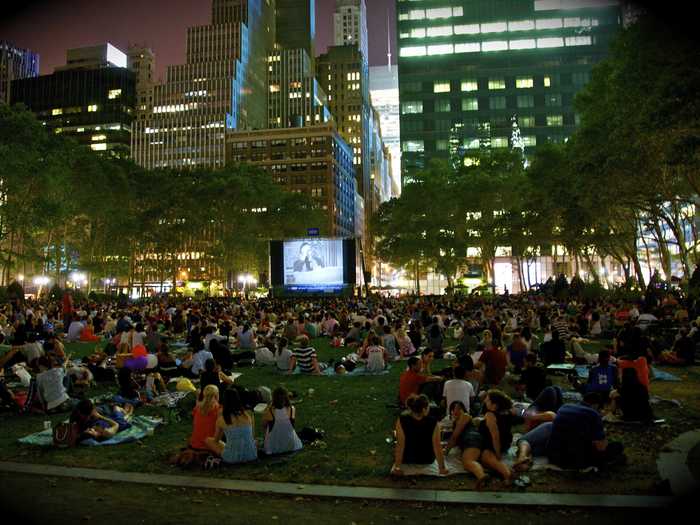 Free outdoor movies are offered across the city every summer, and one of the best locations to watch films is in Bryant Park. Bring picnic food and a blanket and watch classic favorites every Monday at 5 p.m. from June 22nd through mid-August.