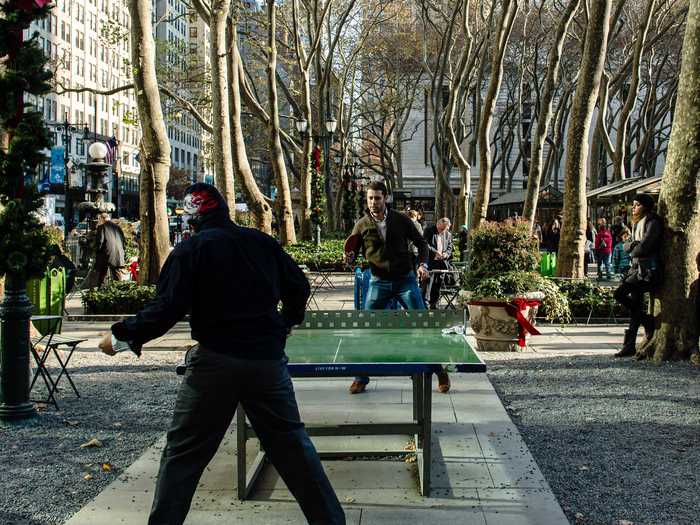 On the first and third Wednesday of every month from May thorough October, crowds gather at 6:30 p.m. to participate in Bryant Park’s ping pong tournaments. Pre-registration opens a month before each event, and you can even schedule to host a ping pong party.