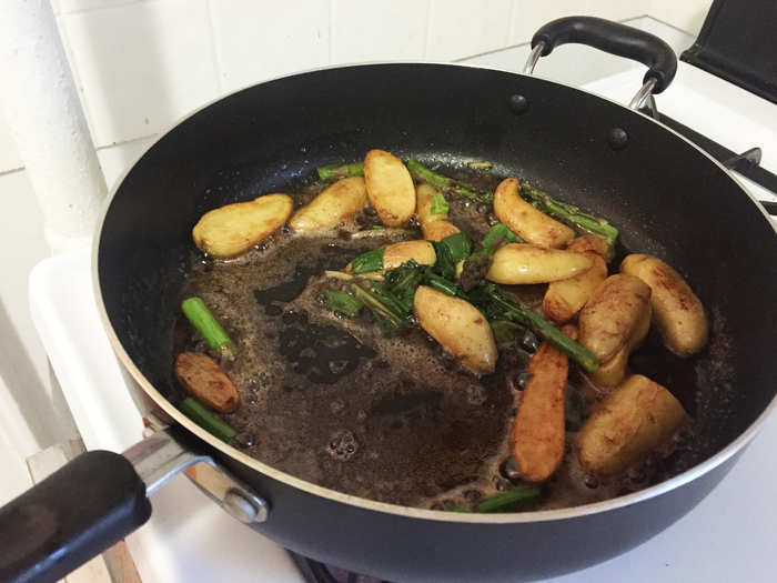 The fingerling potatoes with ramps also came out really well and got some extra butter and steak flavor.