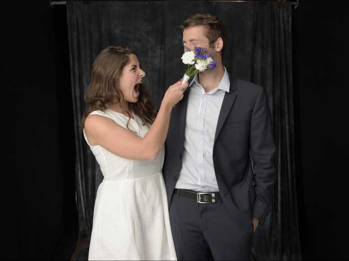 Florian and Emma: "We are French, and we love the US and we love New York, so we wanted to get married in New York. Today was more a choice of the brain, and when we go back to France [for the ceremony] it will be about the heart."