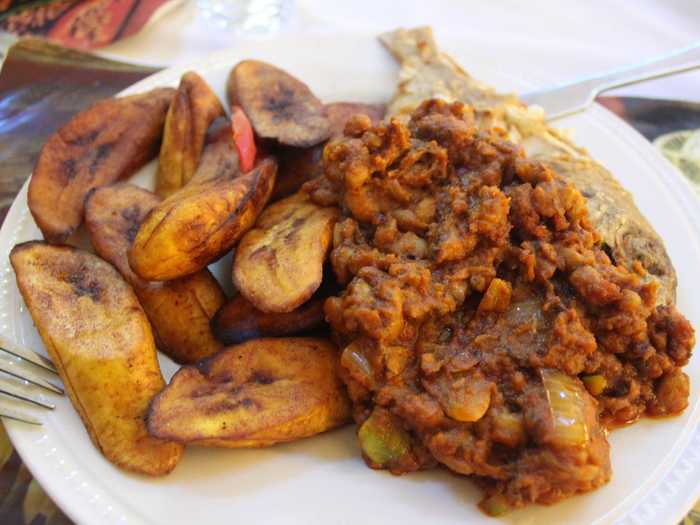 If you like spicy, make sure to try Red Red in Ghana, made from onions and chili that is fried in a palm oil called zomi and mixed in with black-eyed peas before being topped with cassava powder. You also get a side of plantains that are sliced and deep-fried.