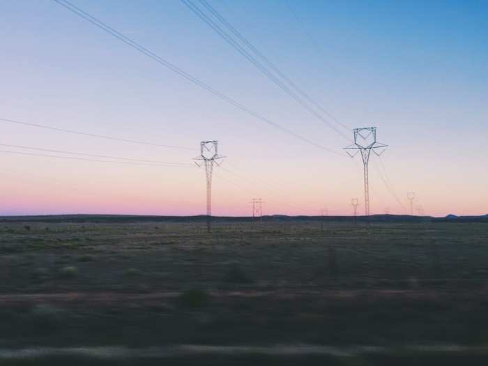 We barreled on further. The sunset in the high desert was epic — even when you were speeding by.