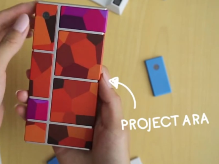 Project Ara is an ATAP technology to snap together a cell phone from a bunch of different components, so you can slap in a second battery or a fourth speaker if you want.