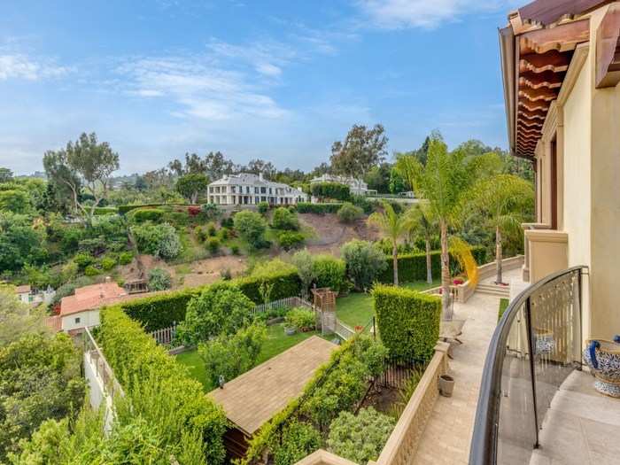 The second floor has a great view of the surrounding mansions.