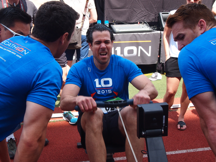 UBS director Rob Befumo completed the 500M row in 01:30.80.