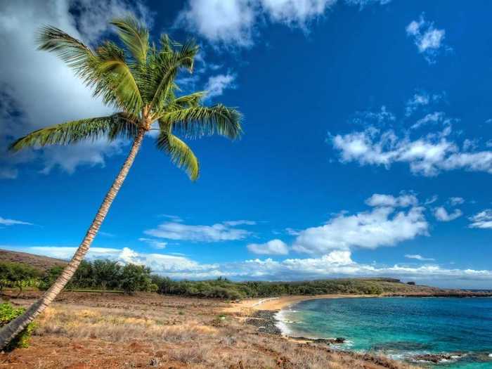 13. One of Lanai, Hawaii’s most popular beaches, Hulopo’e Bay is a protected marine preserve, and since no ships can anchor here, the beach is a prime spot for turtle and dolphin spotting.