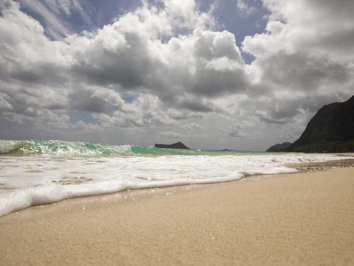 10. Waimanalo Bay Beach Park is one of three beaches on the over five mile long Waimanalo Bay, Oahu, Hawaii’s longest bay which offers stunning views of the magnificent Koolau mountains.