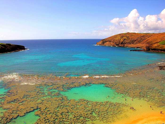 6. Hanauma Bay Nature Preserve is located in Honolulu, Hawaii’s Hanauma Bay, which was formed within a volcanic cone and is a protected marine life conservation area and underwater park.