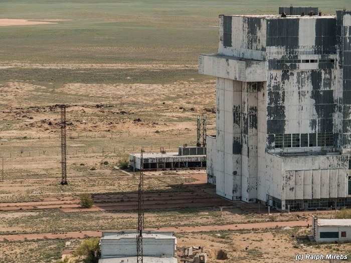 The abandoned hangar is 433 feet long and 203 feet high with giant doors on either end, shown below, that slid open to release the shuttles.