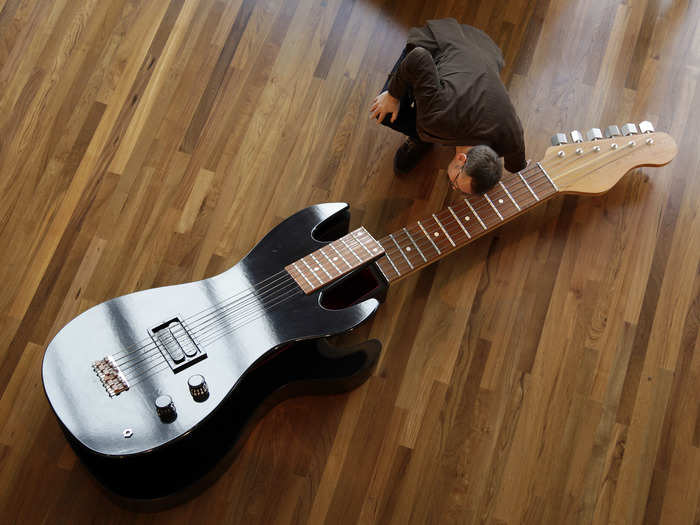 For the music lovers out there, a guitar shaped coffin was also on display at the exhibition.