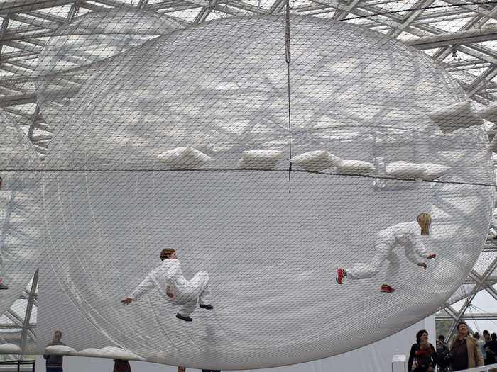 At over 80 feet above the ground, Tomas Saraceno