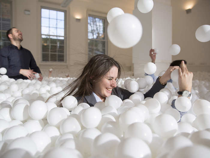 At the Pearlfisher Gallery in London, you can really immerse yourself in the artwork - "Jump In" has a pool of about 81,000 white spheres, ready to be enjoyed.