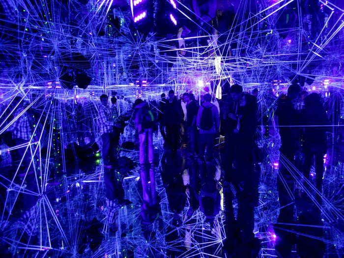 Art duo Jan Plechác and Henry Wielgus constructed a temple of UV light and spatial vectors for guests at a contemporary design festival in the Czech Republic.