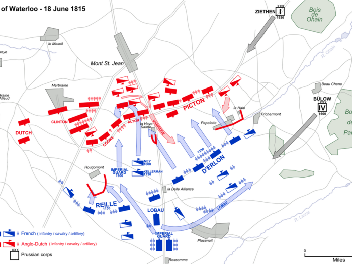 Napoleon sent wave after wave of troops at the center of Wellington