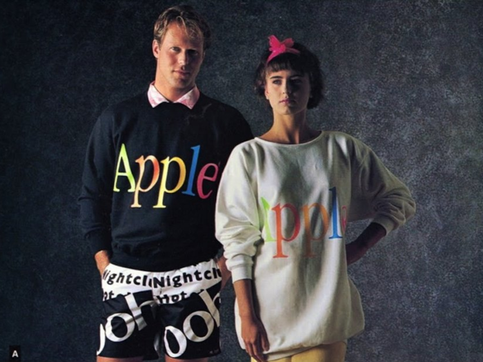 Back in 1986, Apple released a clothing line it called "The Apple Collection," filled with oversized sweatshirts, windbreakers, and obnoxiously bright patterns.