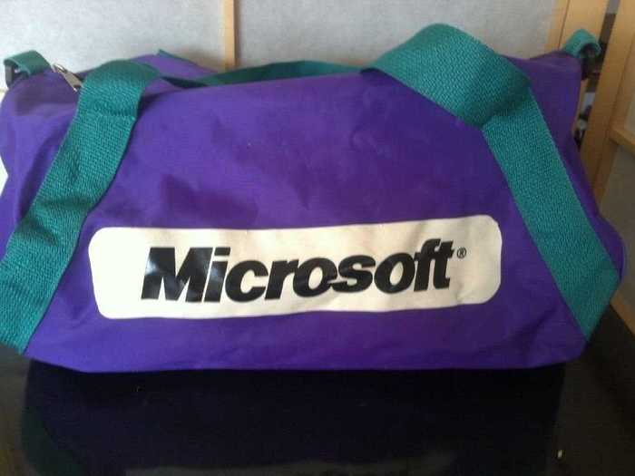 Microsoft also made these duffel bags for its employees in the 