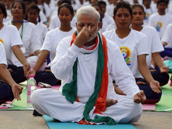 The prime minister is reportedly a big fan of yoga and practices every day.