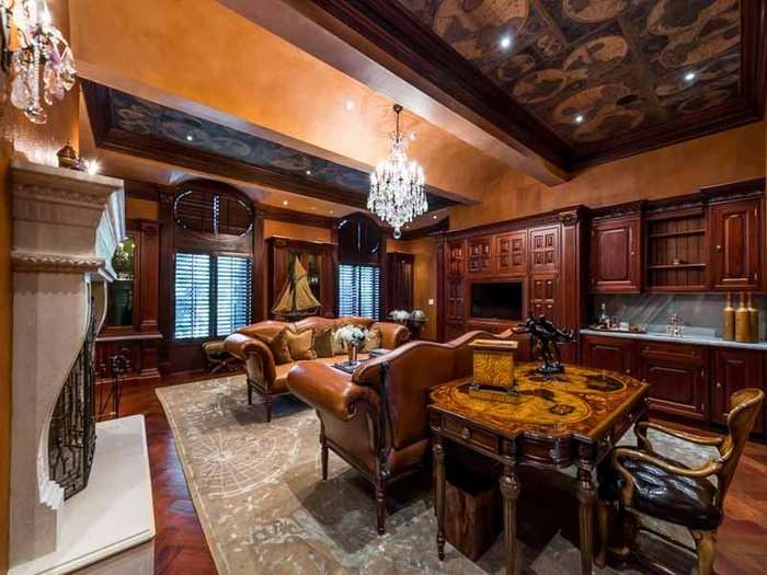 Man cave possibilities abound in the French Provincial-style home.