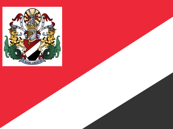 Sealand has a red, black and white-striped flag, while the royal coat of arms says "E Mare Libertas" or "from the sea, freedom."