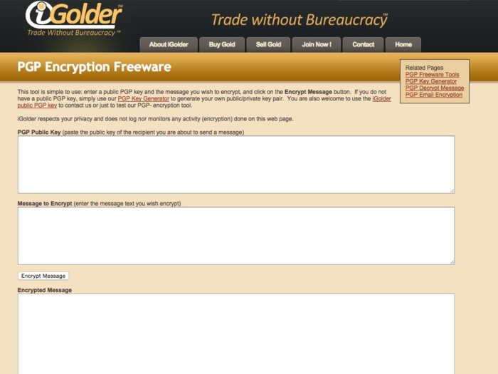 If you wish to encrypt a message without using a desktop app...