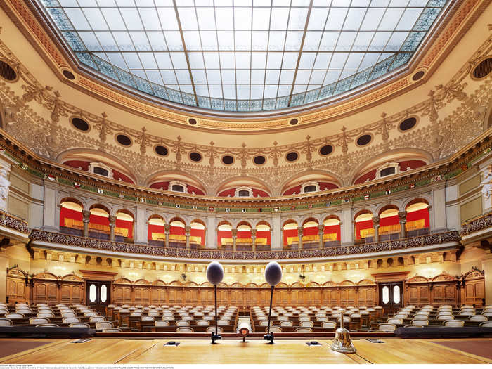 The National Council Hall in Bern, Switzerland is located in the Swiss Federal Palace. It holds the meetings of both the national council (lower house) and the council of states (upper house).