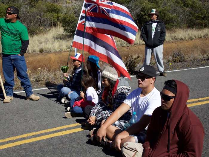 Some protesters even sat down across the road. The caravan was moving so slowly, however, that they were never in immediate danger.