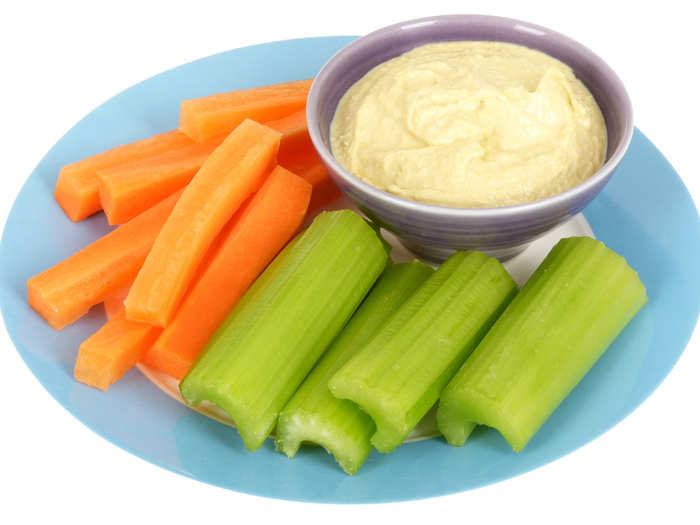 You should have said: B) carrots and hummus.