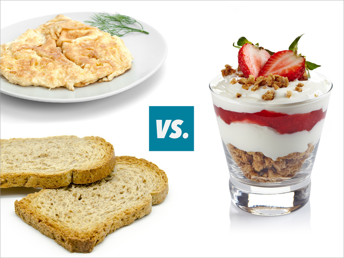 On the weekend, your friends want to go to brunch. Do you typically order A) an omelet with toast or B) a fruit-and-granola parfait?