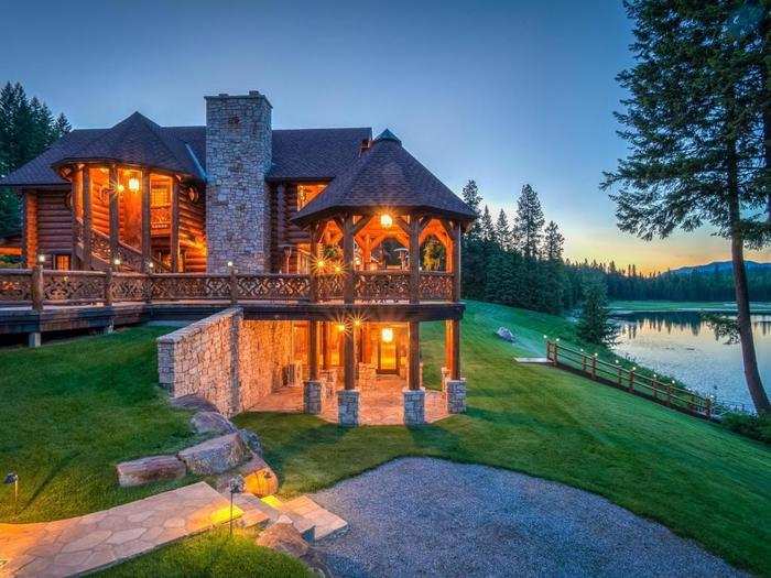 Built in 2004, this 12,017-square-foot, custom-built log home has four bedrooms, four bathrooms, and one partial bath.