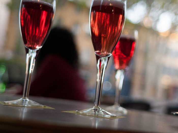 A classic French cocktail, kir royale is made with crème de cassis (a liqueur made from blackcurrants) and champagne.