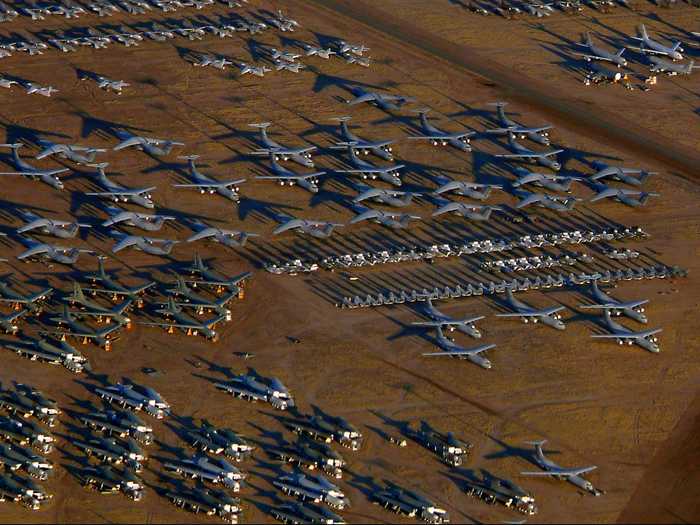 At Davis-Monthan Air Force Base near Tucson, Arizona, hundreds of retired aircraft sit patiently, awaiting use as spare parts.