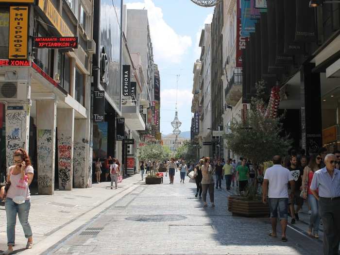 At the very end of the street you can see Syntagma Square, the focal point of the protests (and sometimes riots) of the last six years.