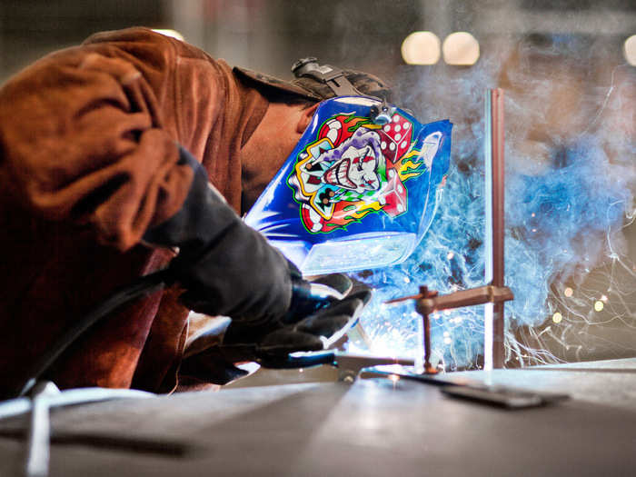 This is associate facilities manager Jeff Hajer hard at work in a fabrication area at Google