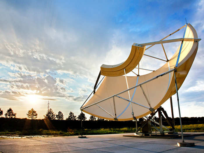 This massive antenna sends and receives signals to bring fiber optics to residential homes around the world. It