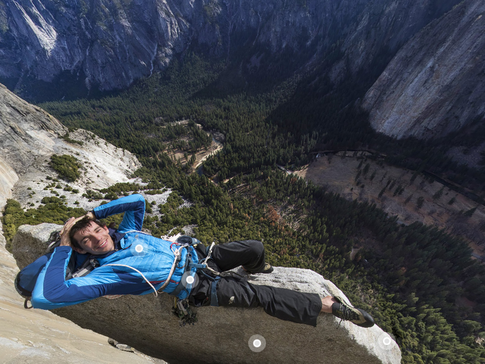 Honnold taking a break, 1,500 ft high.