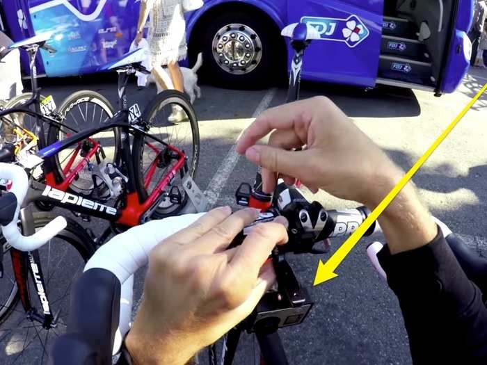 And then installs a second GoPro on the front of the bike, under the handlebar.